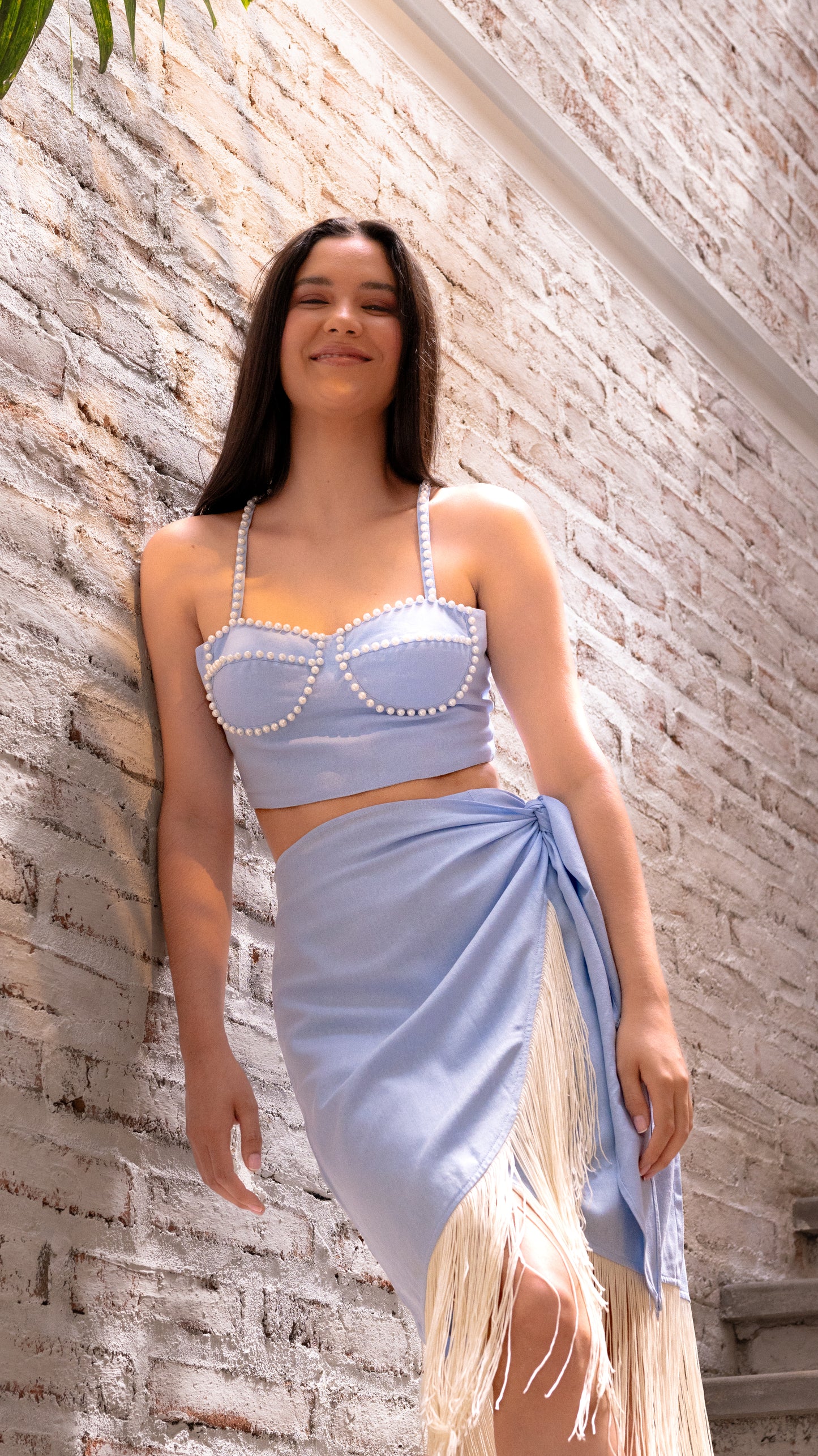 La perla set in baby blue