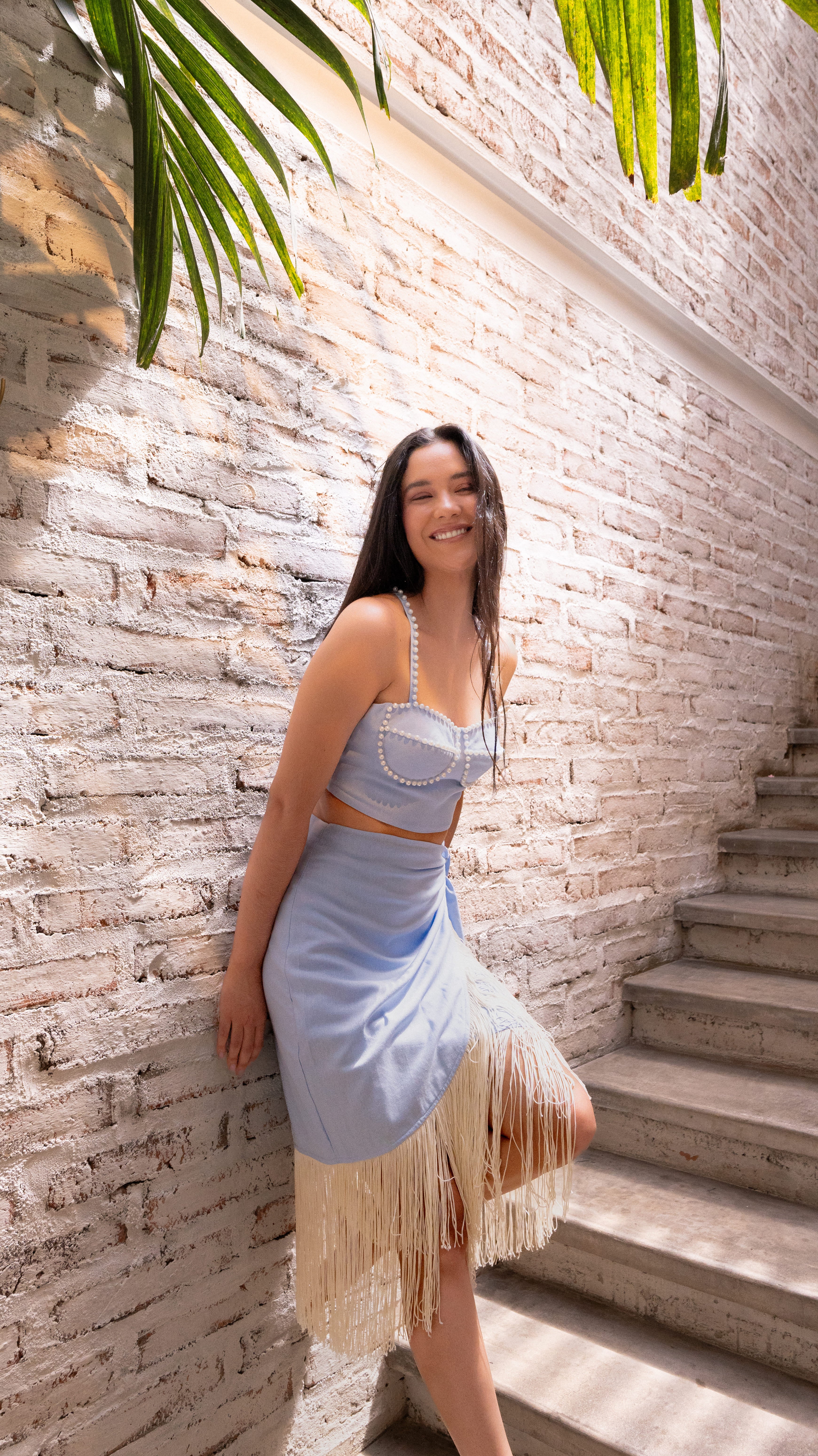 La perla set in baby blue